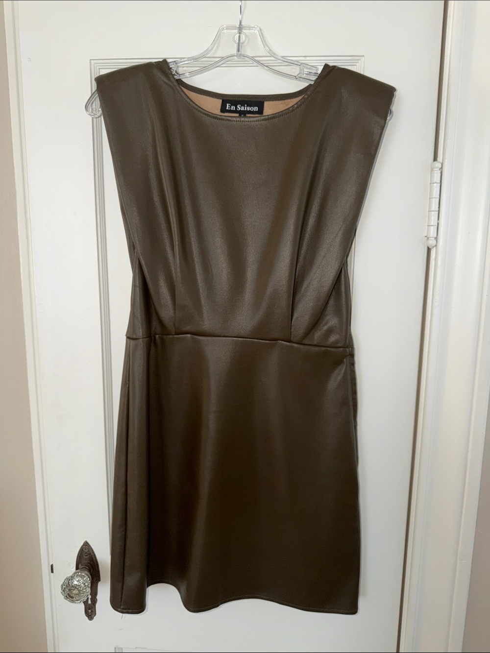 En Saison Brown Faux Leather Mini Dress